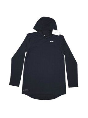 Nike Mens Dri-FIT Long Sleeve Hoodie Tee Shirt Size Small Black